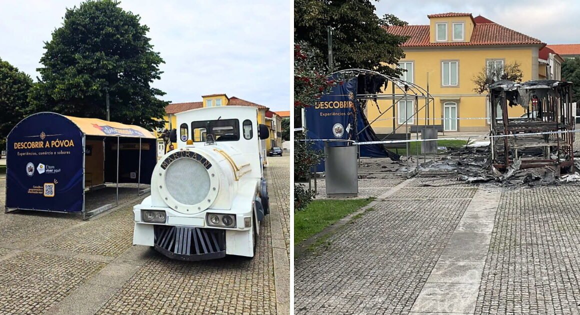 Incêndio destrói comboio turístico na Póvoa de Varzim com suspeita de vandalismo