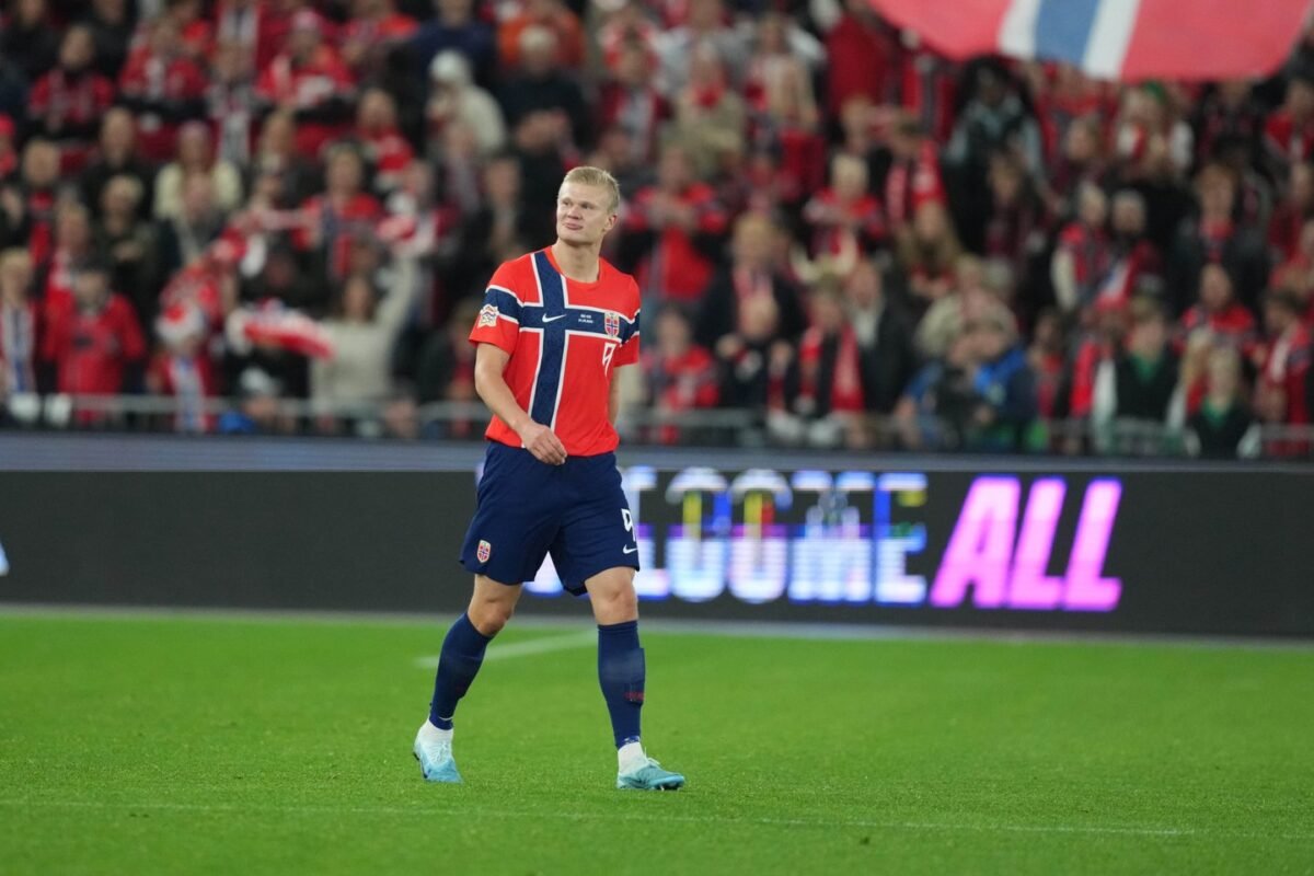 O avançado do Manchester City marcou dois dos três golos dos norueguesesCréditos:NurPhoto via Getty Images