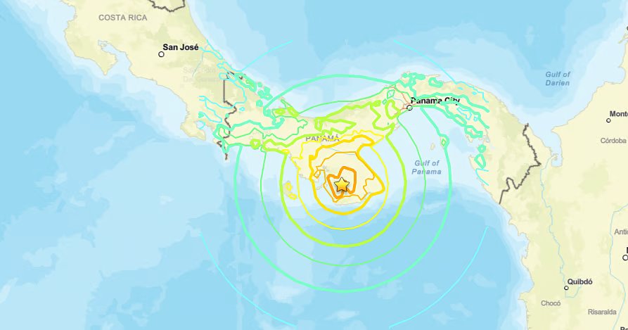 Sismo de magnitude 7.7 abala Panamá. Há risco de tsunamisCréditos:USGS